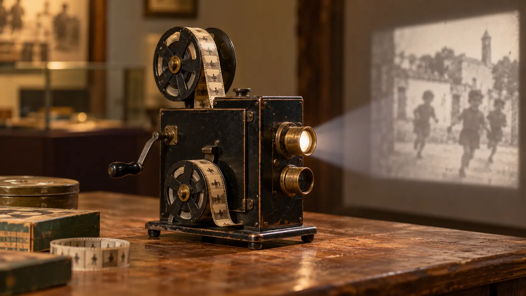 Projector antic de cinema infantil inspirat en el Cinema NIC; imatge il·lustrativa