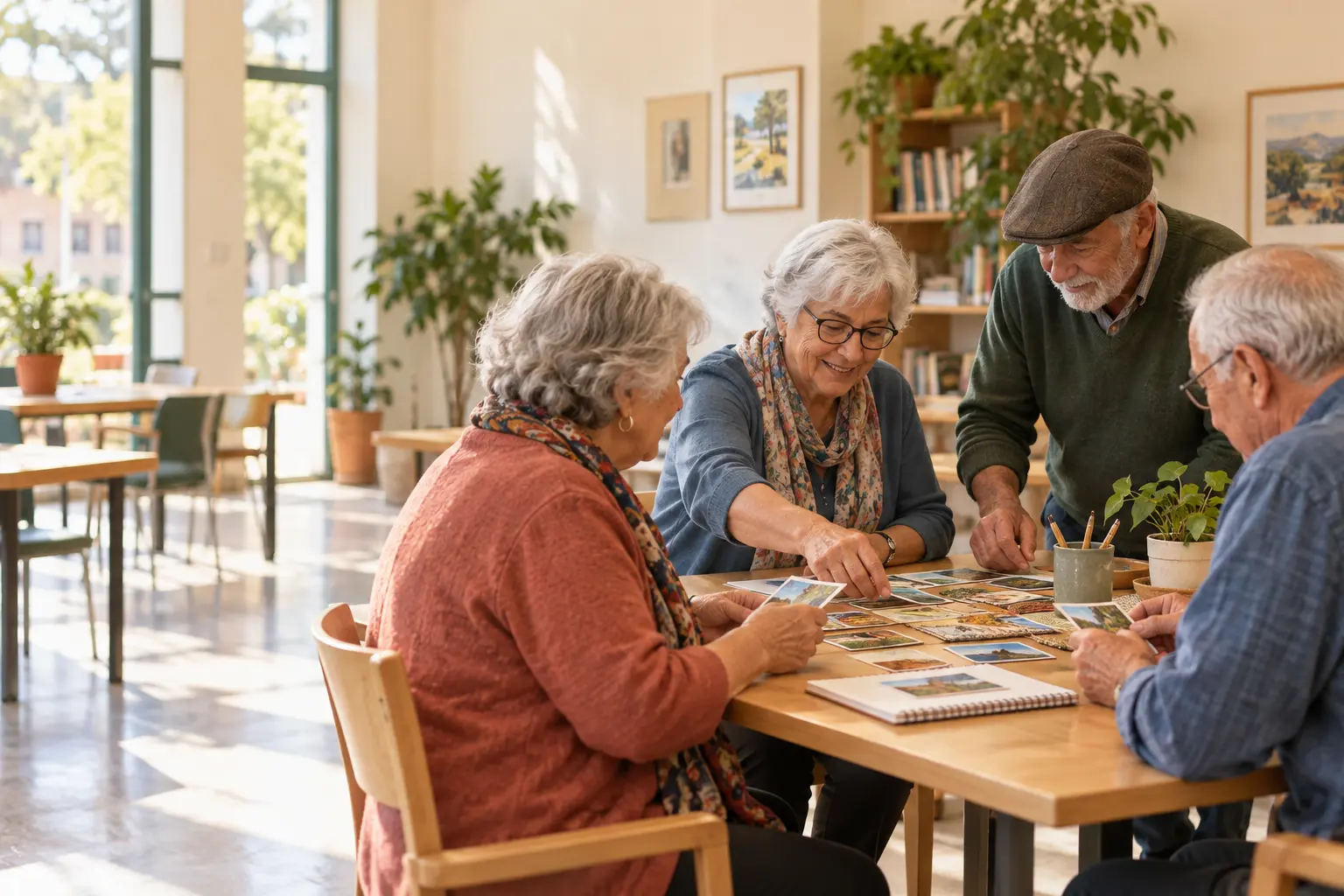 Persones grans compartint una activitat en un centre cívic